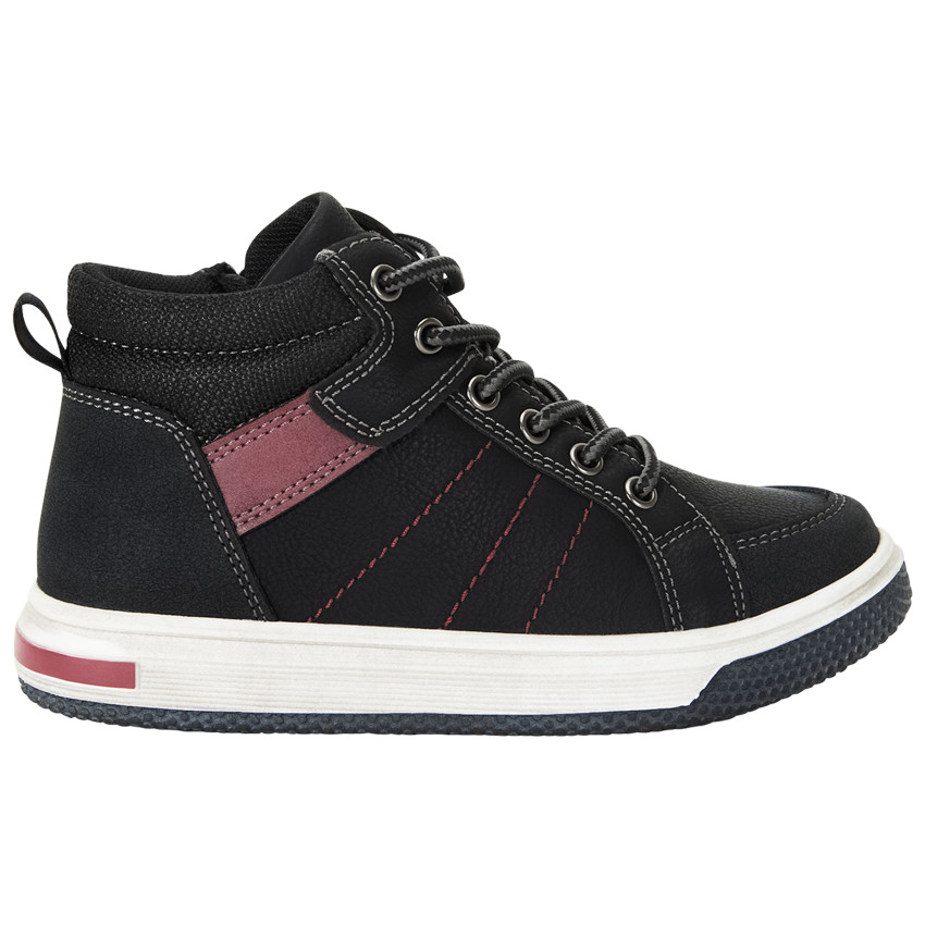 Botines negros con cremallera y cordones para niño 