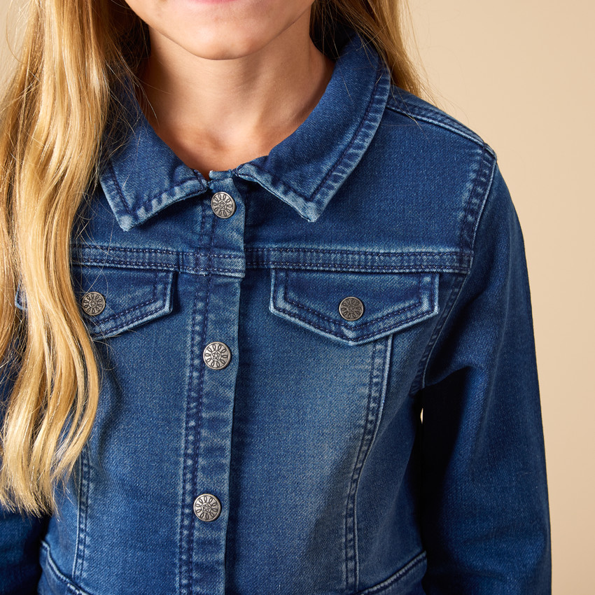 Vestido de niña de manga larga estilo camisa efecto denim  Additional Vestido de niña de manga larga estilo camisa efecto denim
