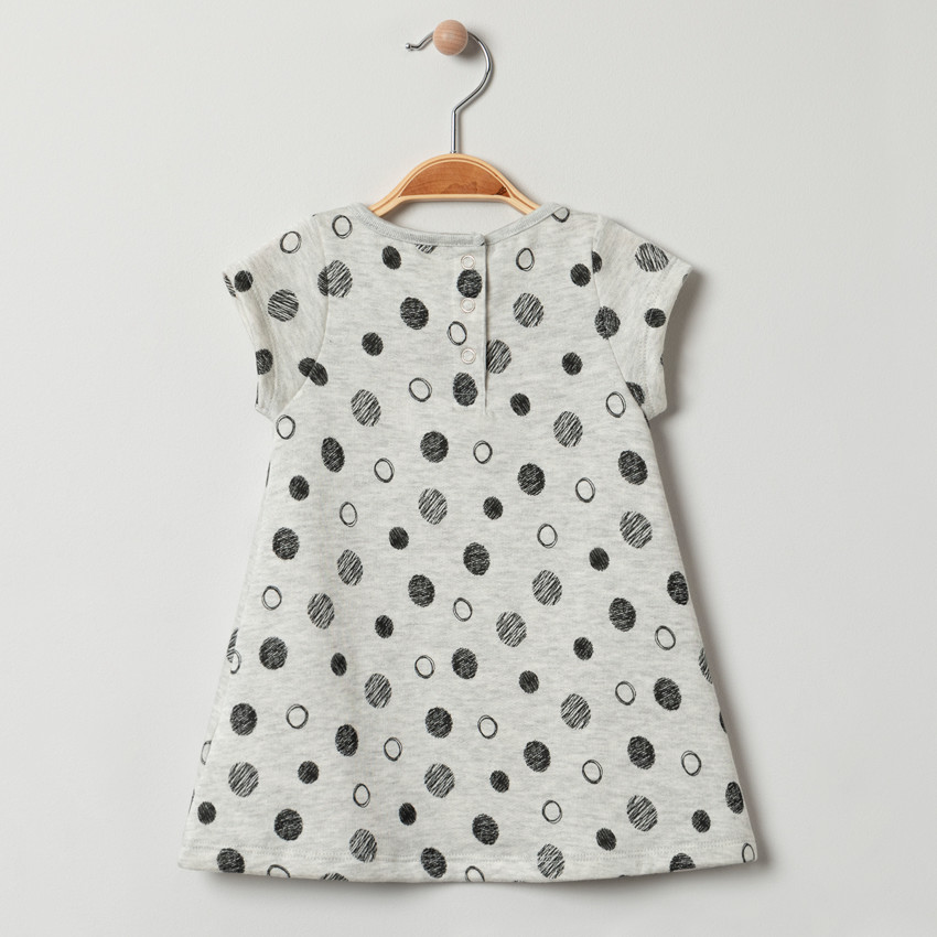 Vestido de manga corta en malla chiné con gatos en sherpa 