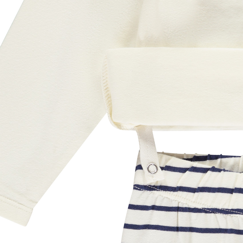 Conjunto de pijama de 2 piezas con ballena y rayas para bebé con acabados diferentes según la edad 