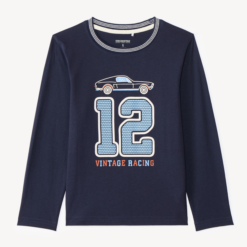 Camiseta de manga larga con estampado de coche para niño 