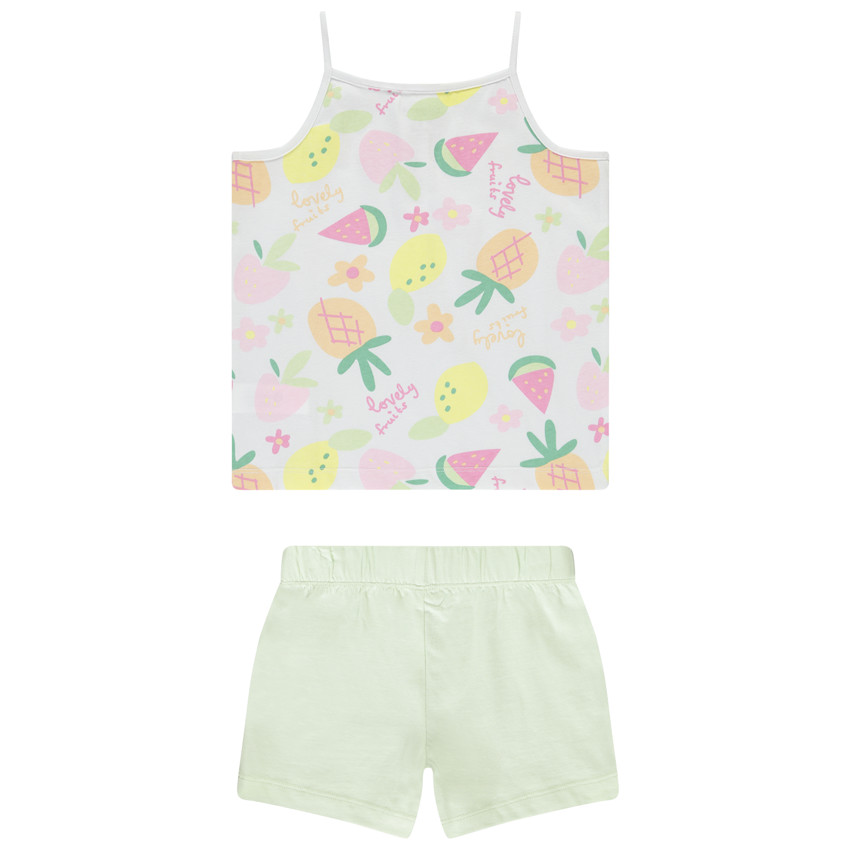 Conjunto de 2 piezas con camiseta sin mangas estampada de frutas para niña. 