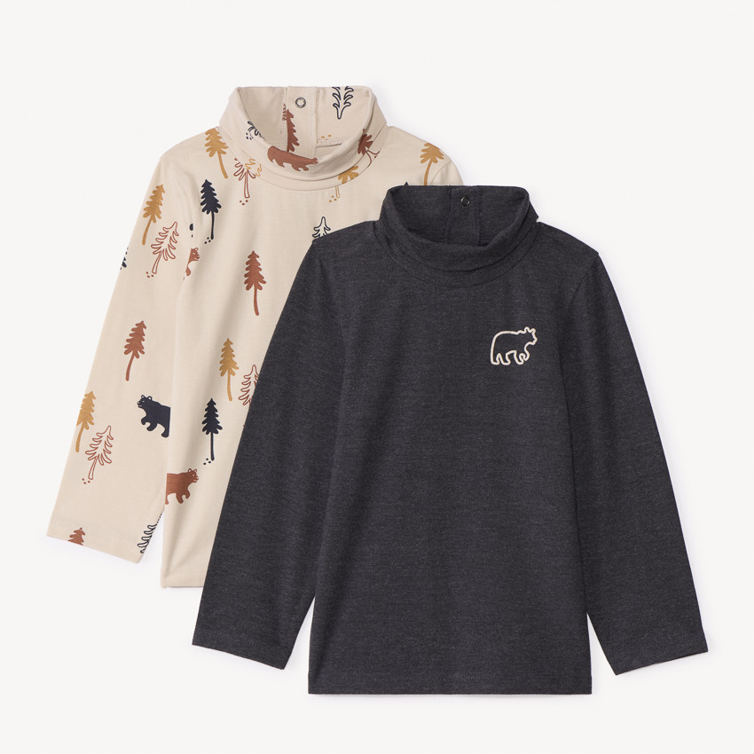 Lot de 2 sous-pulls à col roulé pour bébé garçon 