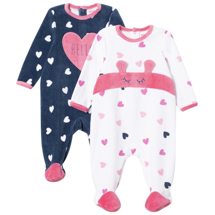 Pack de 2 peleles de terciopelo estampado corazones   Additional Pack de 2 peleles de terciopelo estampado corazones