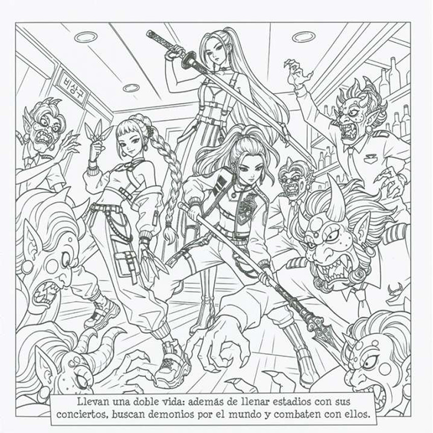 Libro para colorear K Pop Las protectoras +6 años 