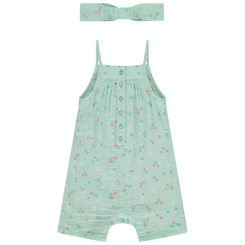 Ensemble 2 pièces combishort + bandeau imprimés pour bébé fille 