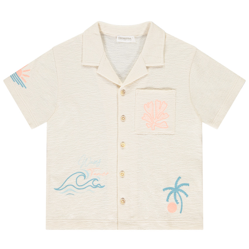 Camisa de manga corta lisa con bordado para niño 