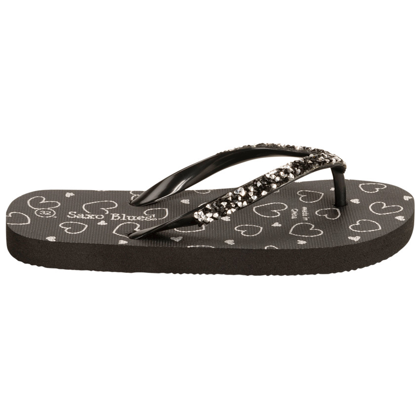 Tongs imprime c urs et bride a strass pour fille avec laniere selon l age SAXO BLUES
