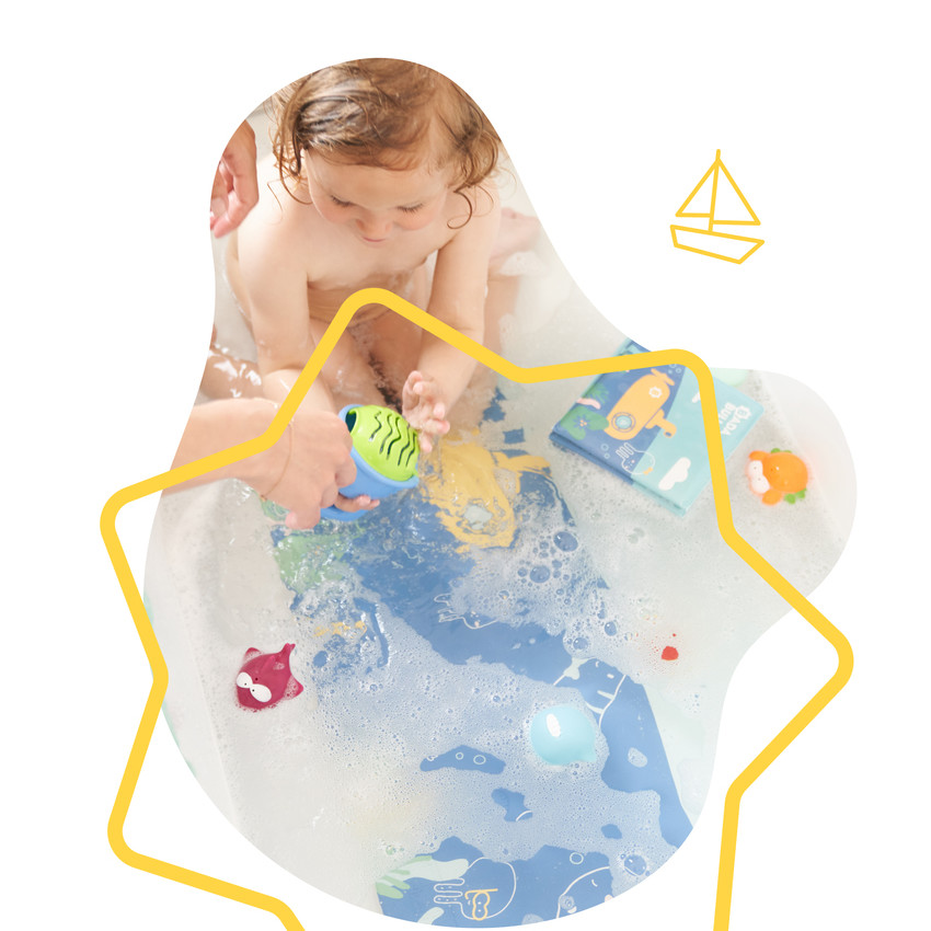 Tapete de baño con indicador de temperatura azul 