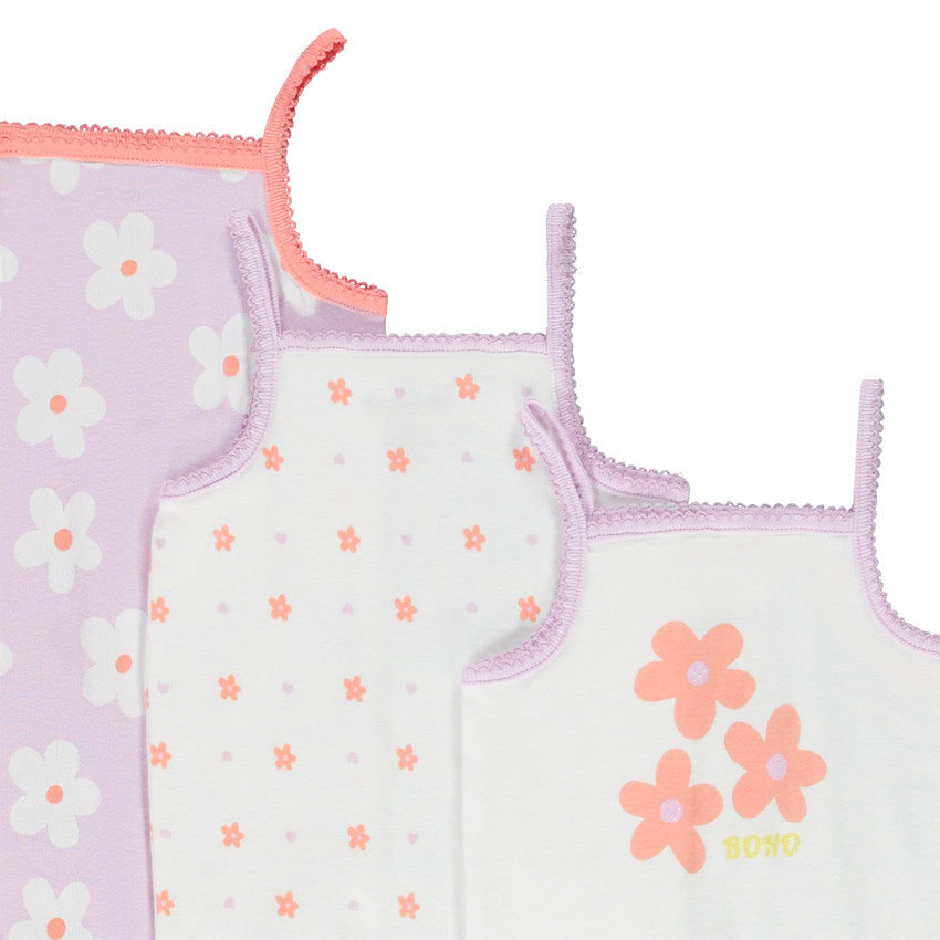 Pack de 7 bodies a bretelles con motivos florales para bebé niña 