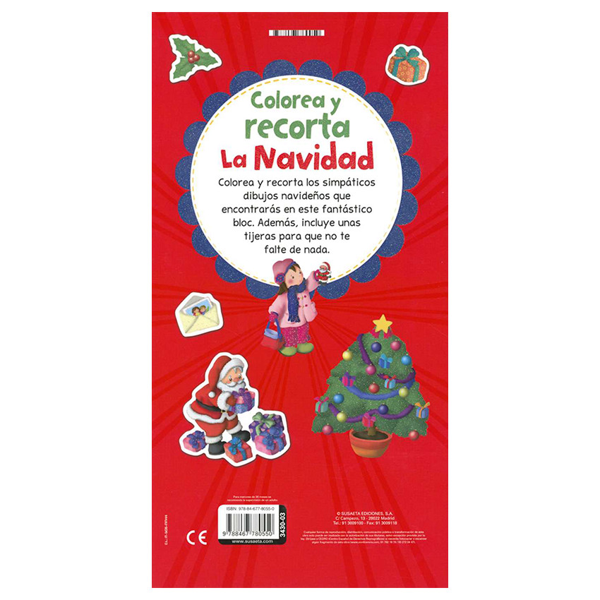 Libro para colorear y recortar Colorea y recorta la Navidad +5años 