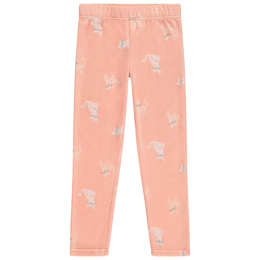 Pijama de terciopelo de 2 piezas con estampado de gatos para niña 