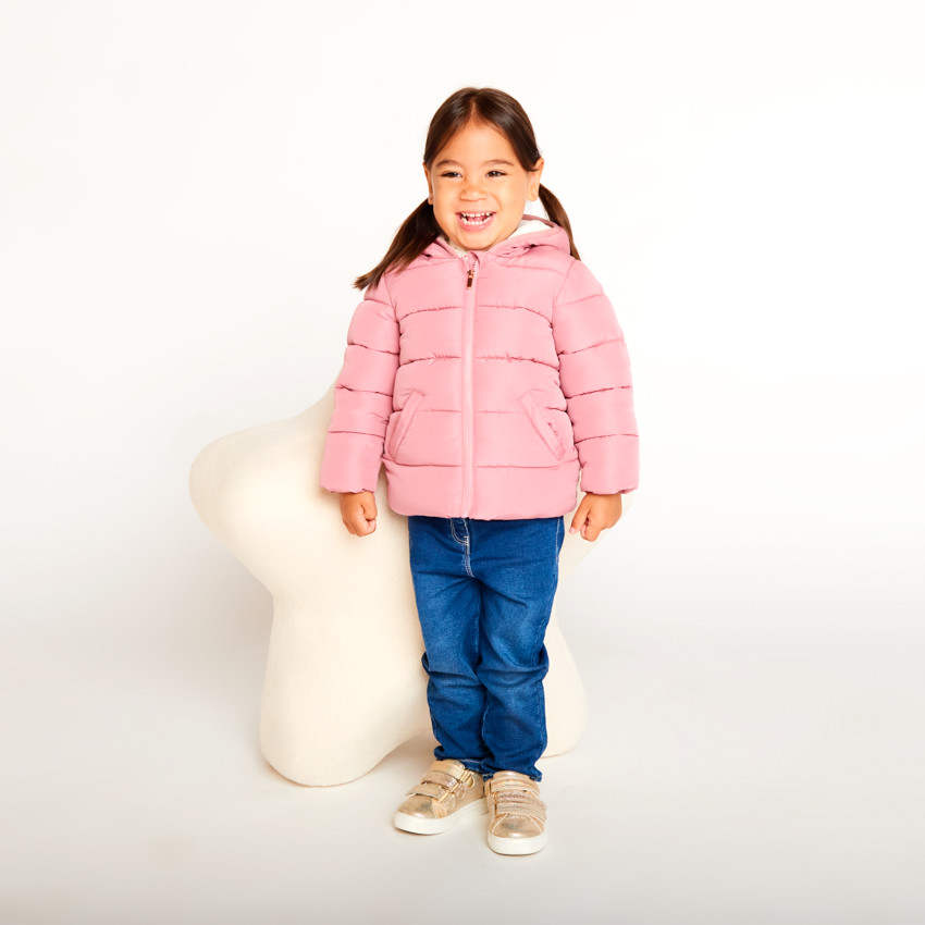 Plumífero con forro interior micropolar para bebé niña 