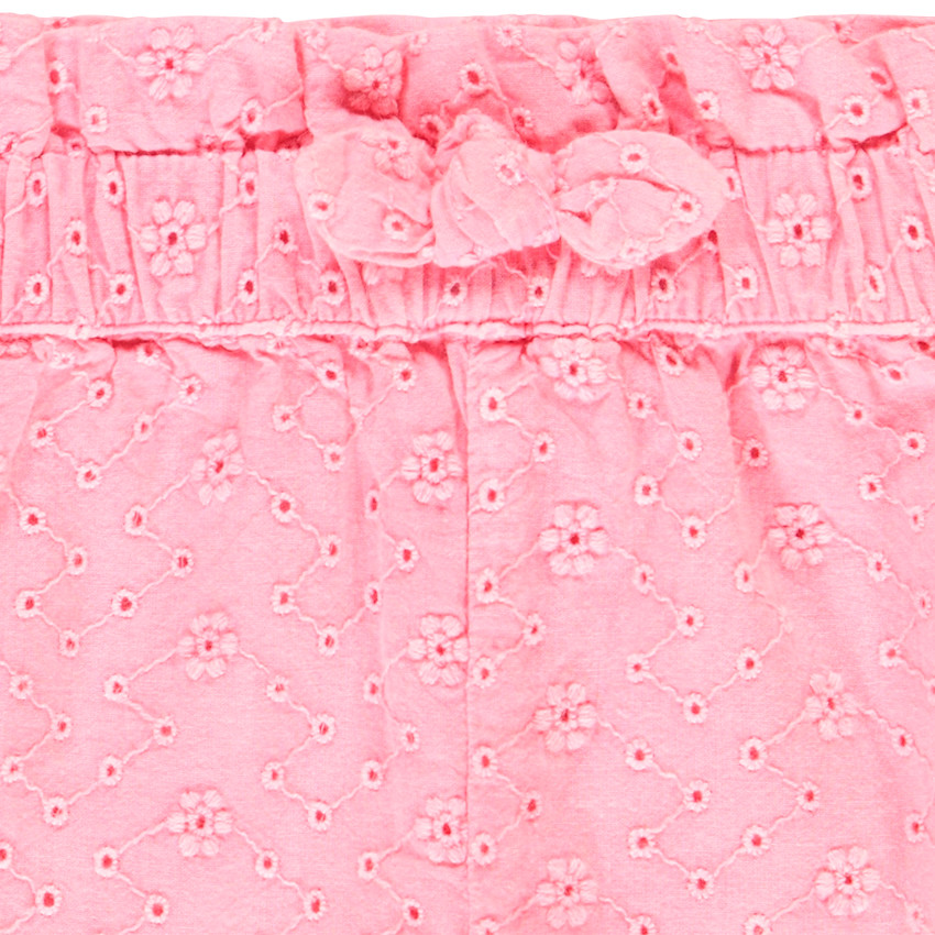 Short liso de bordado inglés con lazo para bebé niña 