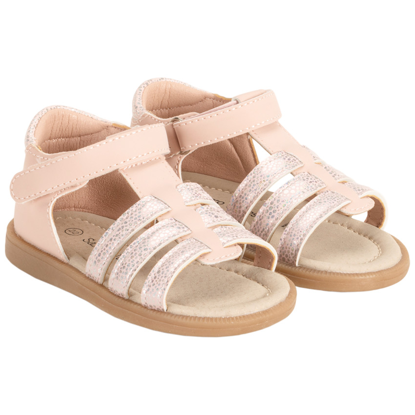 Sandalias de velcro con tiras irisadas de fantasía para bebé niña 