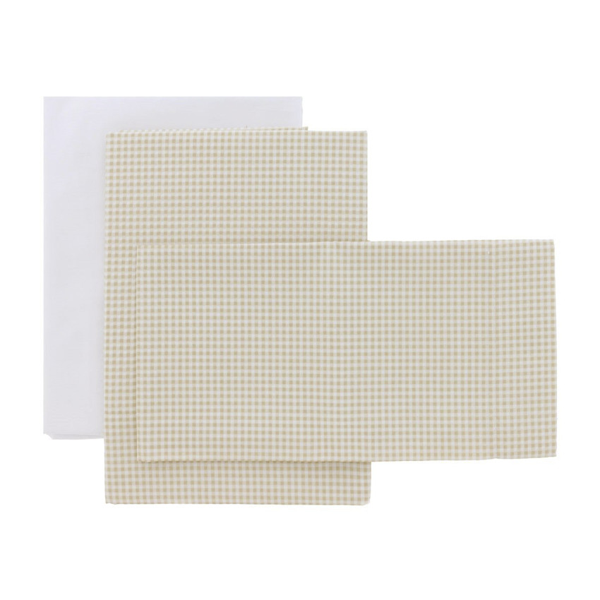 Juego sábanas para minicuna - 3 pzas - Vichy10 Beige 