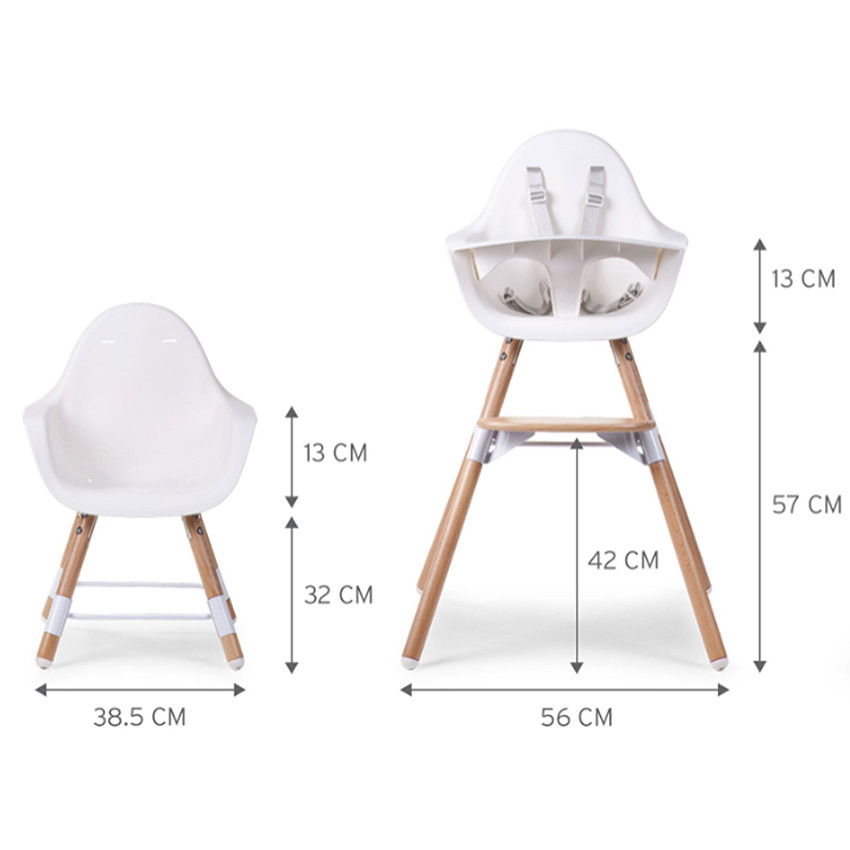 Chaise Haute Evolu 2 - Naturel/Blanc 