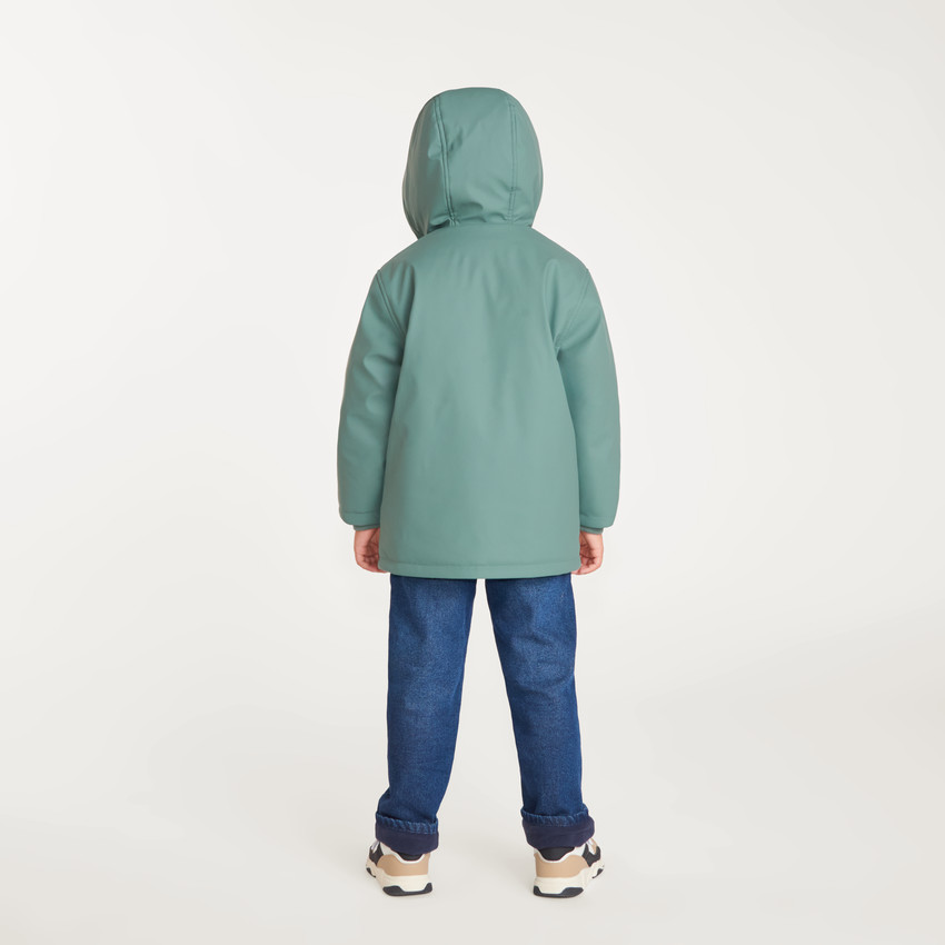 Parka de goma para niño con capucha y forro de micropolar 