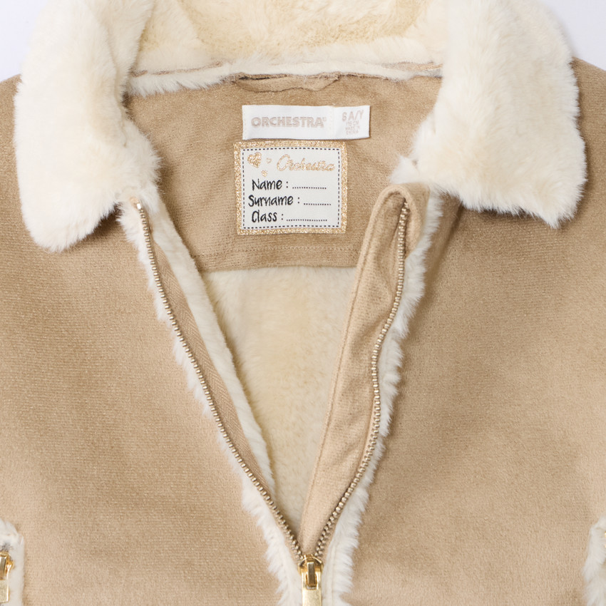 Chaqueta bicolor de ante sintético con respaldo de pelo sintético niña 