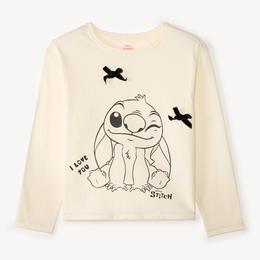 Camiseta de niña de manga larga con estampado de Stitch de Disney. 