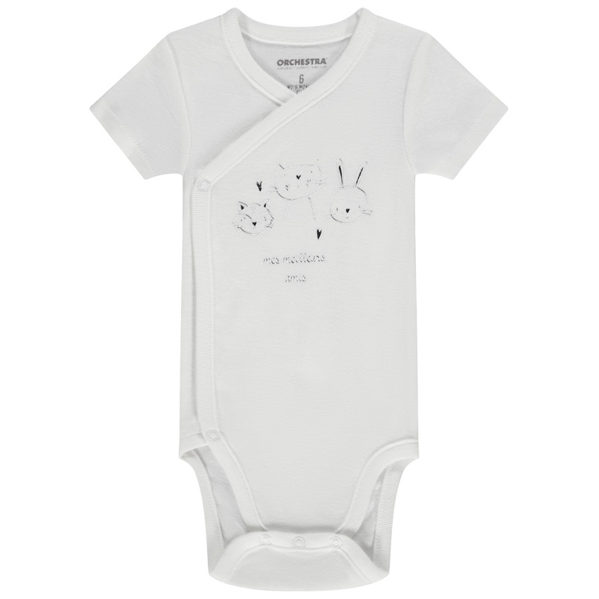 Pack de 3 bodies de manga corta con estampado de animales para bebé niña 