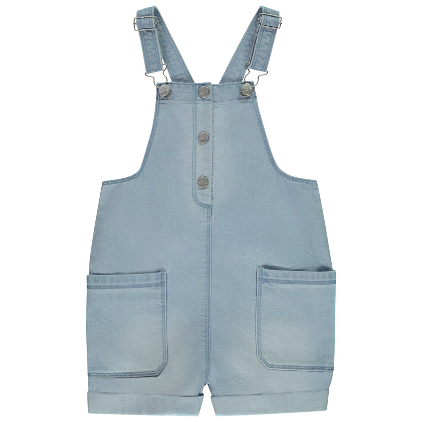 Salopette corta y amplia de mezclilla con bolsillos para niña 