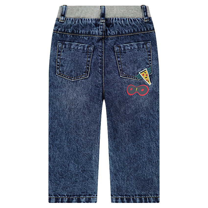 Vaqueros efecto nieve con parches y cintura elástica 