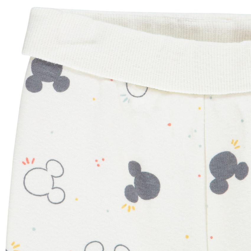 Conjunto en algodón con gorrito + bodi + pantalón con estampado de Mickey Mouse de Disney para bebé niño 
