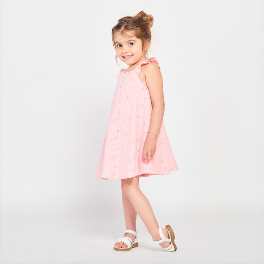 Vestido de espalda cruzada en bordado inglés para niña bebé  Additional Vestido de espalda cruzada en bordado inglés para niña bebé