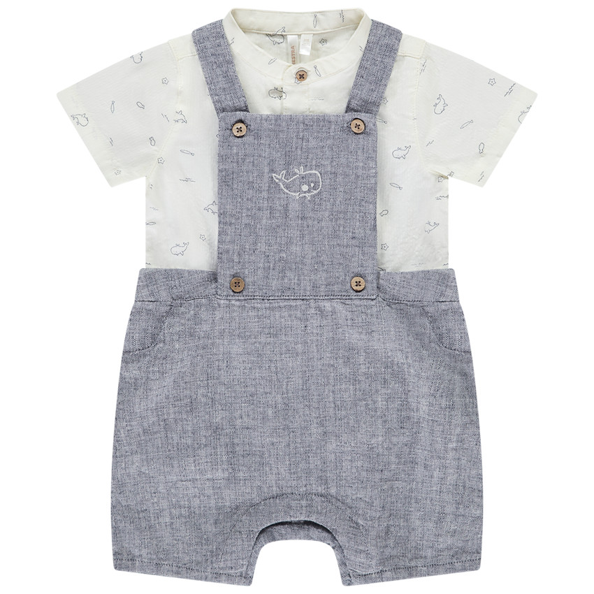 Conjunto de 2 piezas con estampado de ballena y pichi para bebé niño 