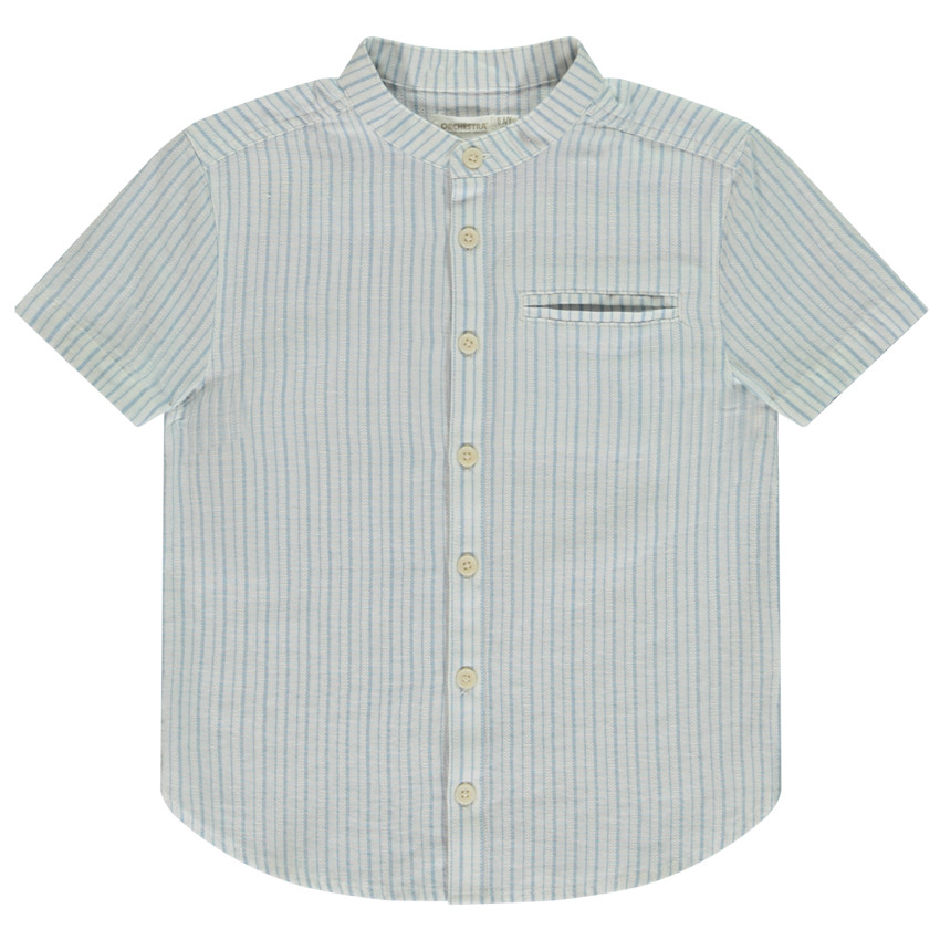 Camisa de manga corta a rayas con cuello mao para niño 