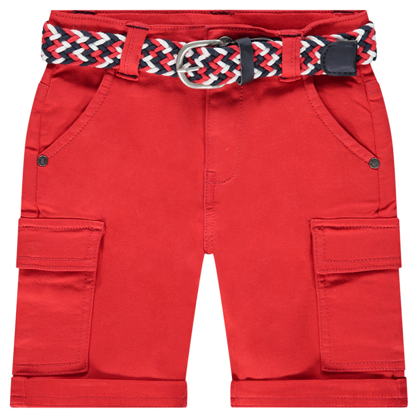 Bermudas rojas de algodón con cinturón trenzado desmontable  Additional Bermudas rojas de algodón con cinturón trenzado desmontable