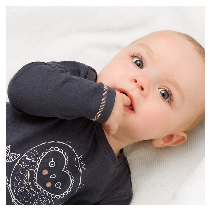 Vestido de manga larga con volantes y estampado de lechuza 