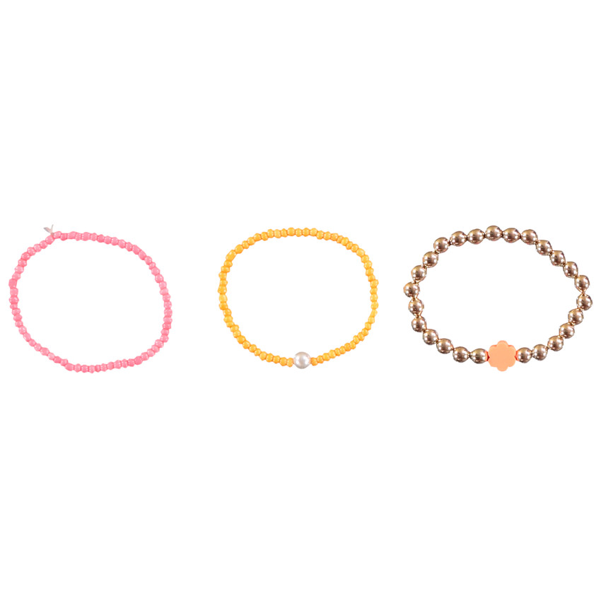 Lote de 3 pulseras de perlas de fantasía para niña 