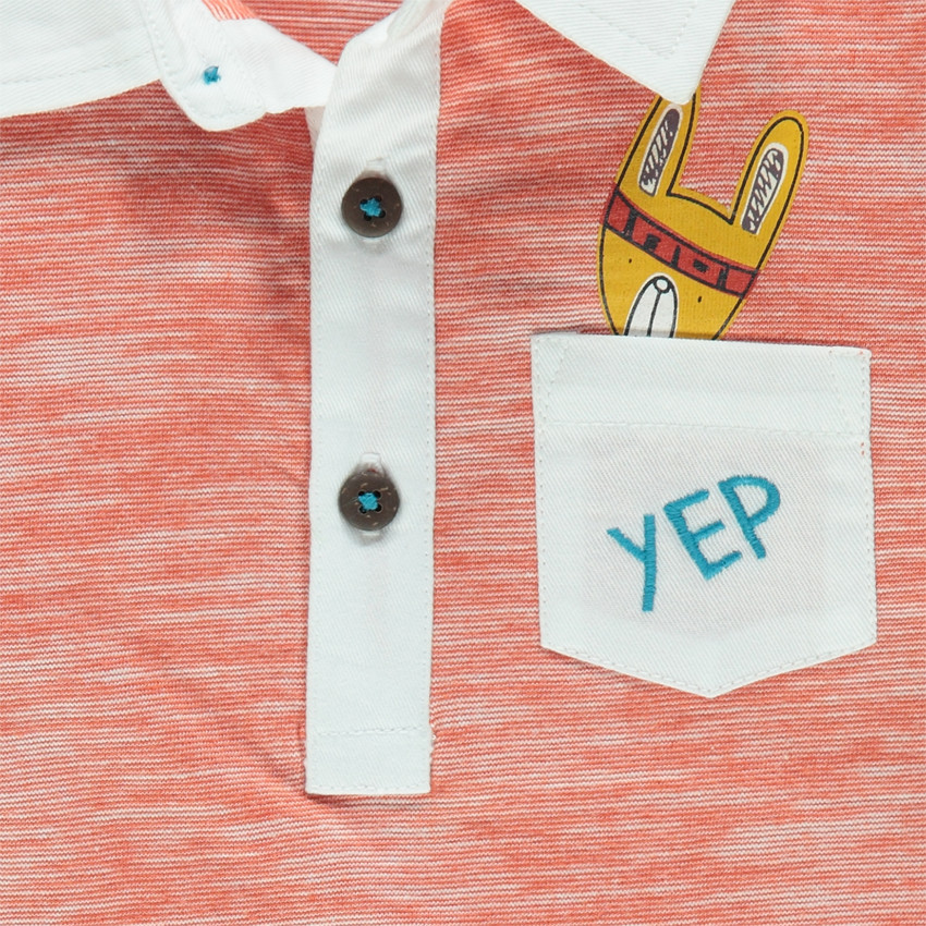 Polo manches courtes avec lapin indien printé et poche 