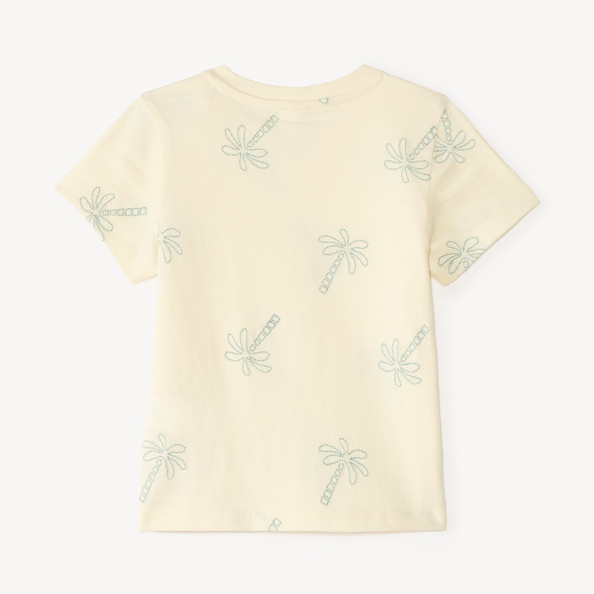 Camiseta de manga corta con bordado de palmeras para bebé niño 