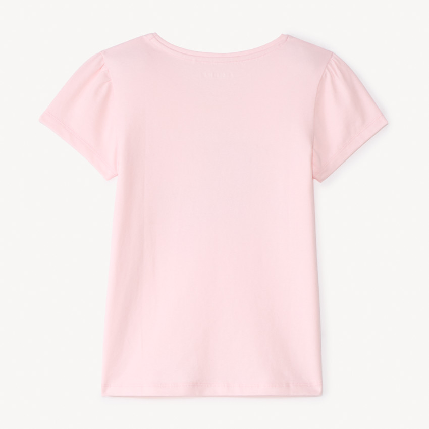 Camiseta de manga corta con estampado y brillos para niña 