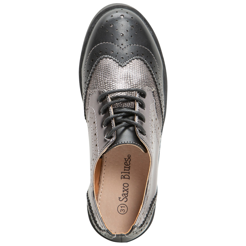 Zapatos derby plateados con texturas y suela elevada 