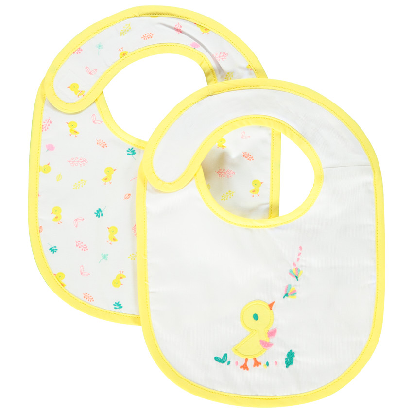 Lote de 2 baberos de toalla con estampado de pollitos para bebé niña  Additional Lote de 2 baberos de toalla con estampado de pollitos para bebé niña