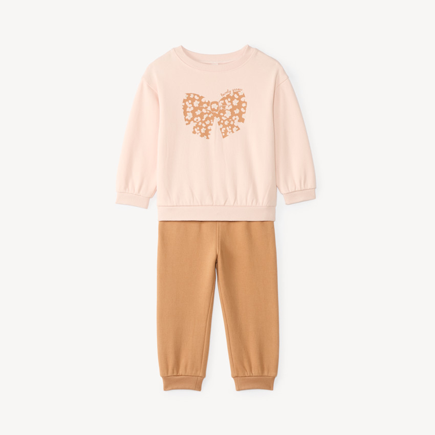 Conjunto de chándal para bebé niña con estampado de lazo 