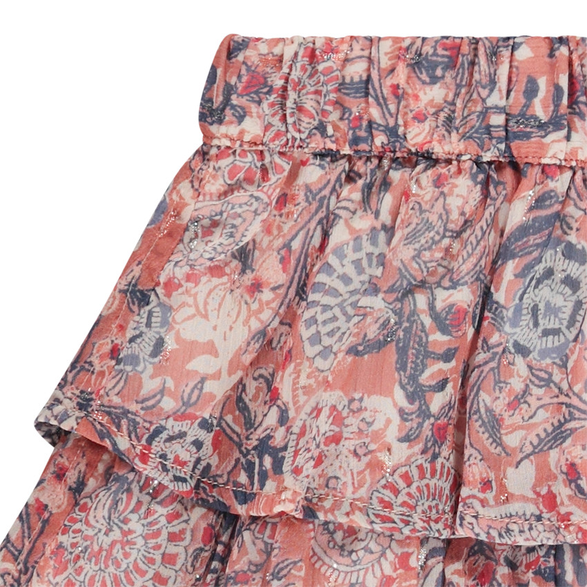 Falda de volantes con estampado cachemire y lurex para niña 
