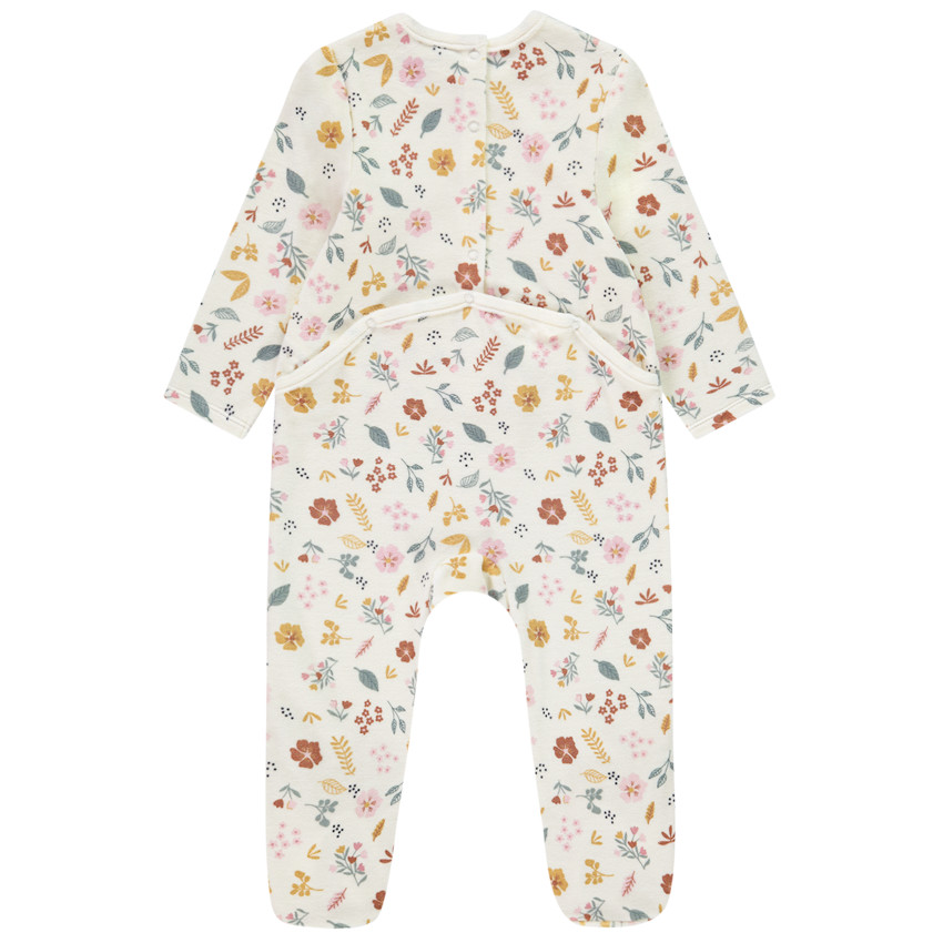 Pack de 3 peleles de terciopelo con estampado floral para bebé niña, con diferentes aperturas según la edad. 