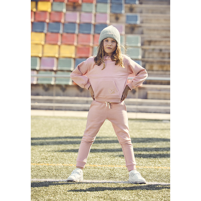 Pantalón jogging de felpa unicolor para niña 