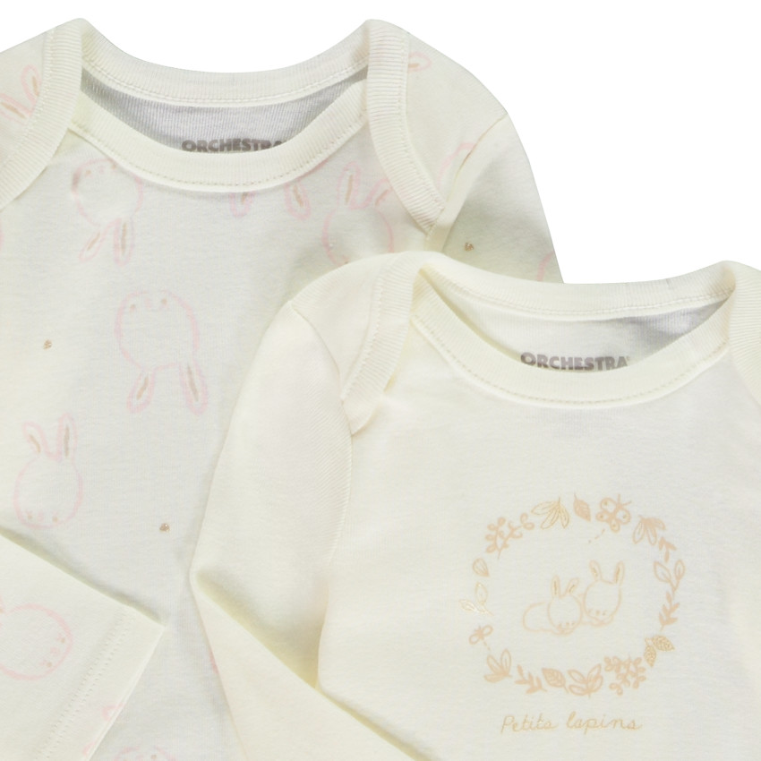 Pack de 5 bodies de manga larga con estampado de conejito para bebé niña 