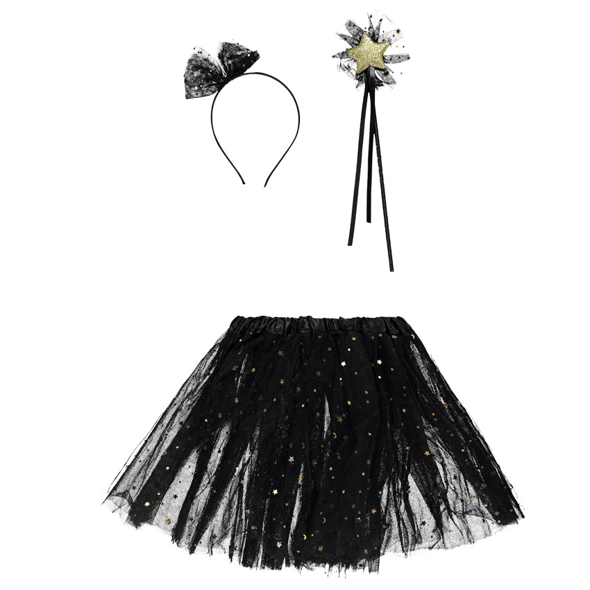 Set de disfraz de 3 piezas en tul estrellado para niña 