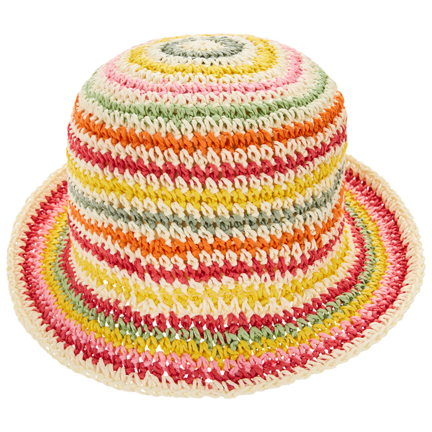 Sombrero bombín de paja trenzada multicolor para niña 