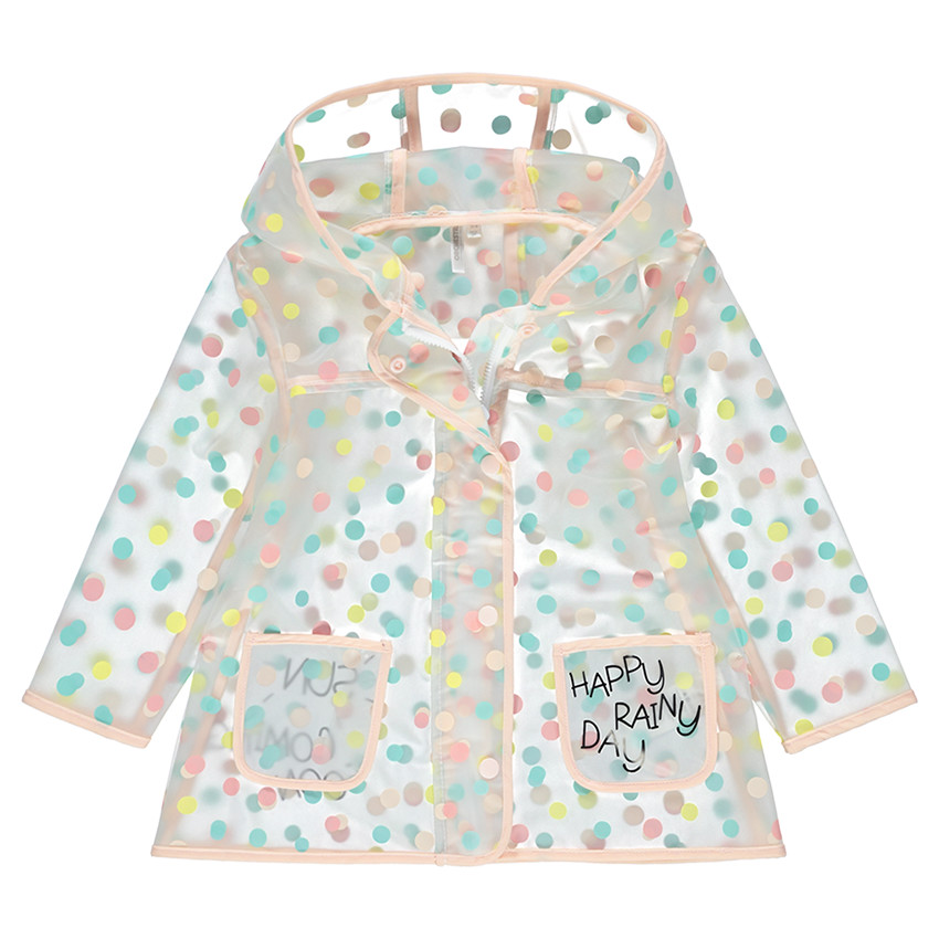 Cortavientos con capucha transparente con lunares all over y mensaje estampado  Additional Cortavientos con capucha transparente con lunares all over y mensaje estampado