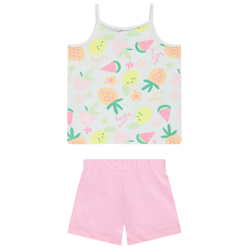 Conjunto de pijama corto de punto estampado de frutas para niña 