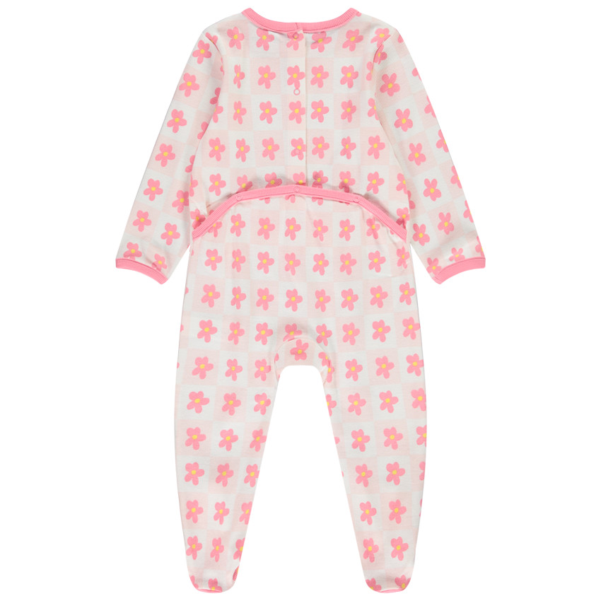 Pelele imprimé damier/floral para bebé niña con aperturas diferentes según la edad 