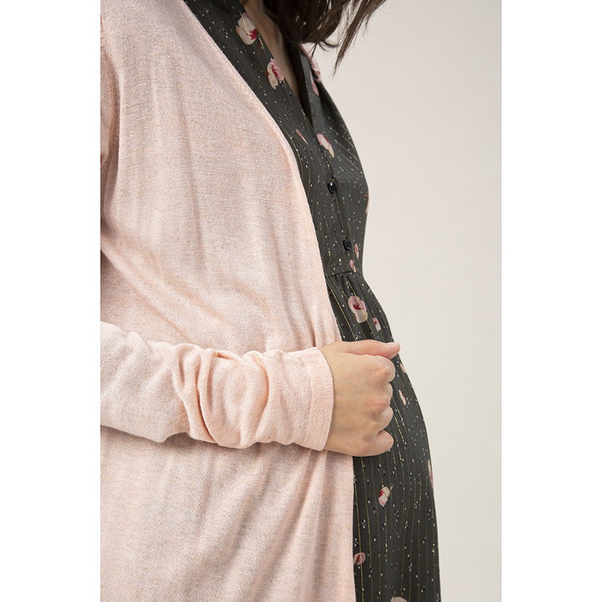 Chaqueta de de embarazo larga en mailla mezclada con hila brillante  Additional Chaqueta de de embarazo larga en mailla mezclada con hila brillante